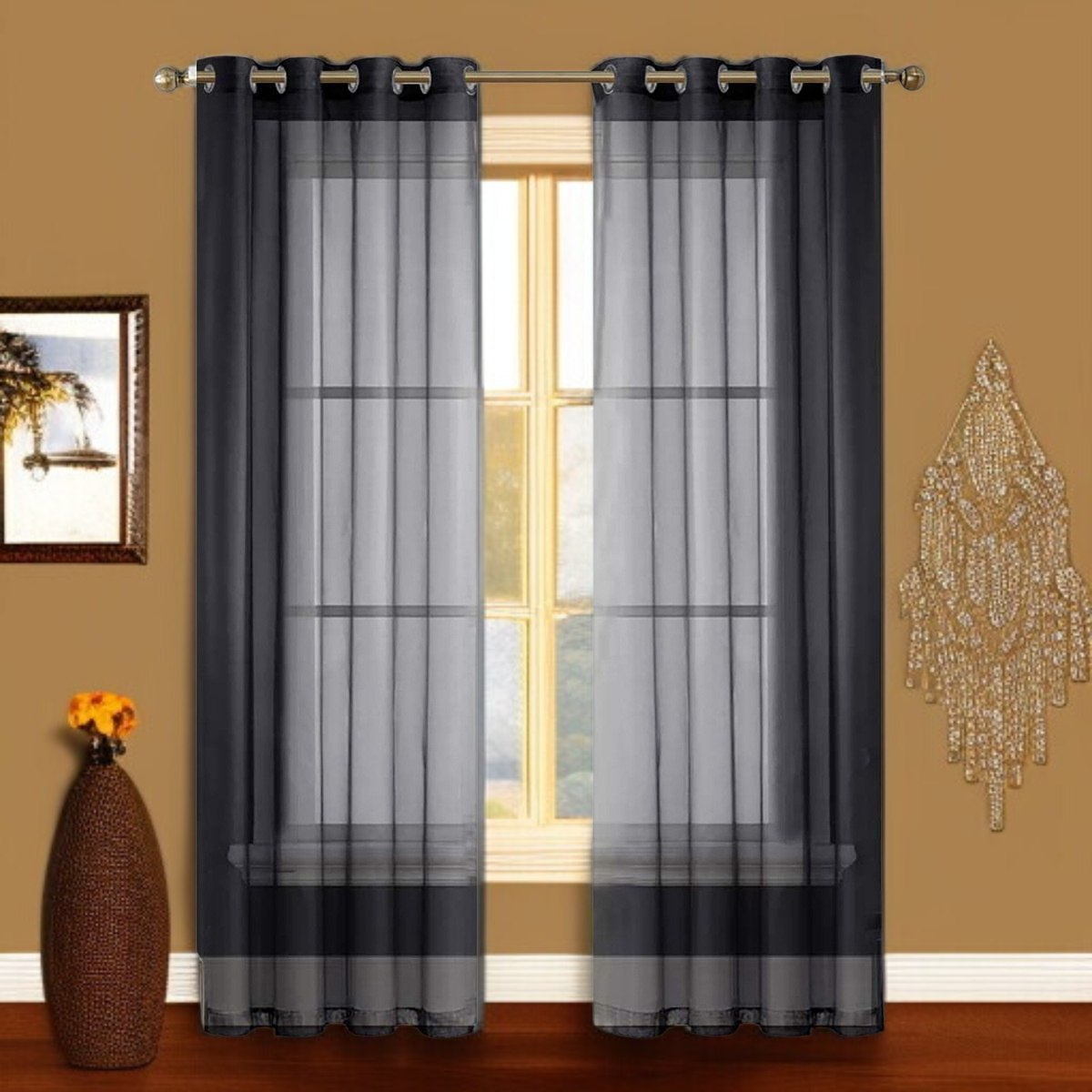 Halbverdunkelnde Fensterdekoration für Balkon, Einfarbiges Vorhang