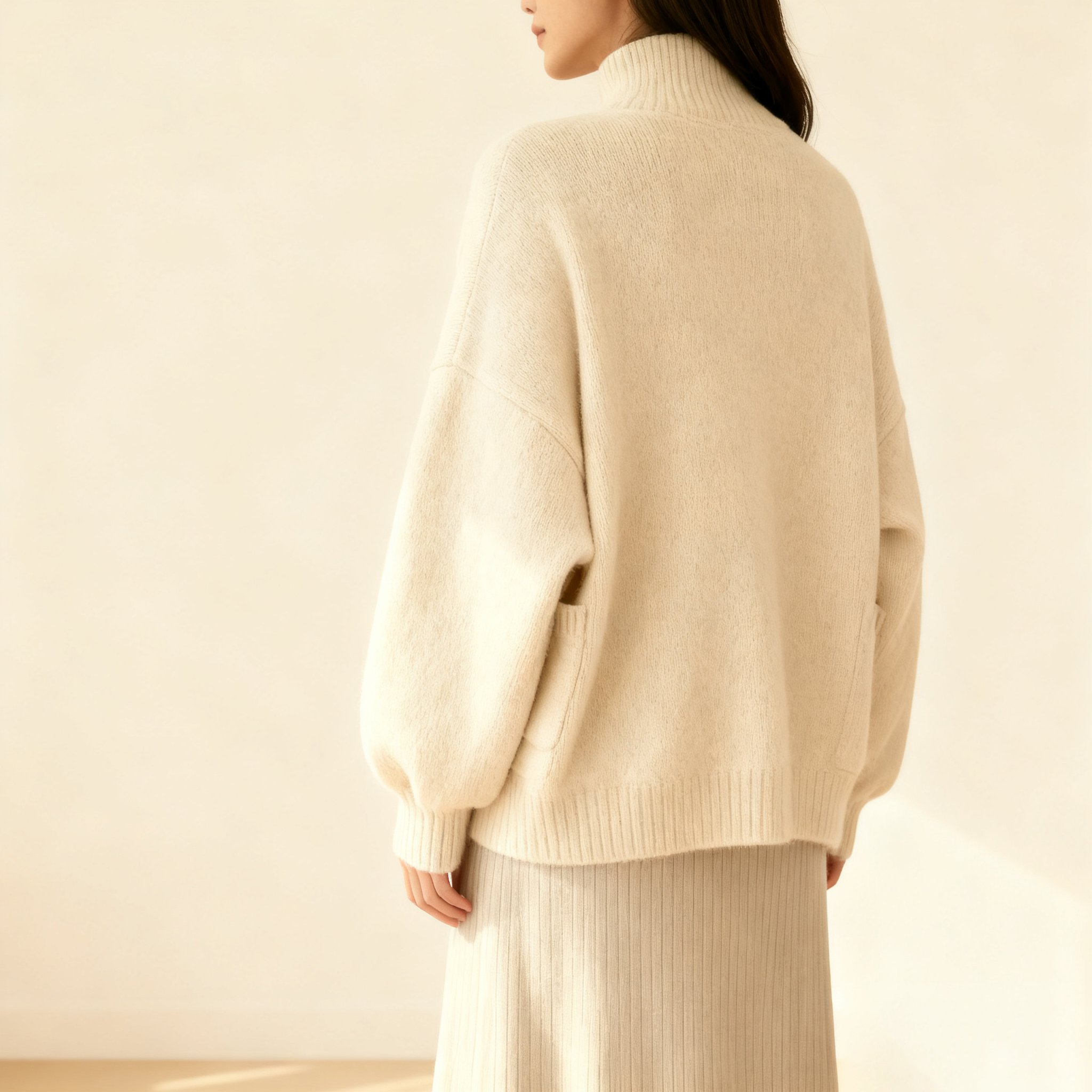 シンプルなニットカーディガンセット正面画像