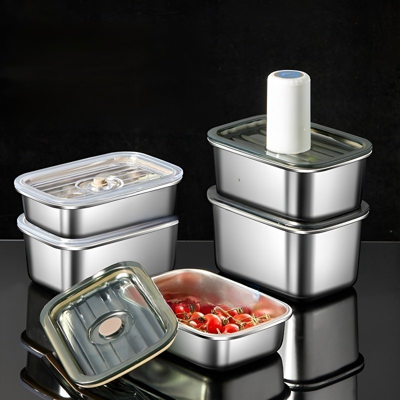 กล่องอาหารกลางวันแบบพกพา ทำจากสแตนเลสเกรดอาหาร ปิดผนึกสุญญากาศ