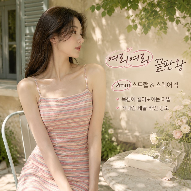 레인보우 여아 끈 나시 원피스