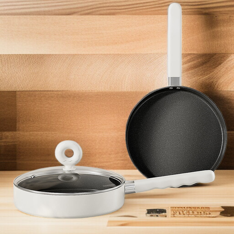 Durable NonStick Household Pan with Fluoride Coating and Stable Grip
