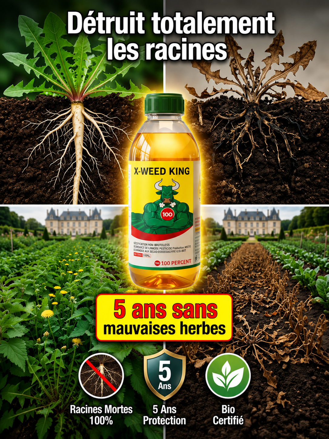 Désherbant Ultra-Concentré |Formule Française | Efficacité 5 Ans | Certifié EFSA ️