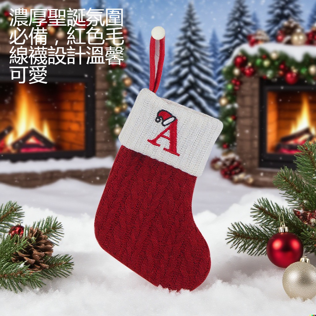 聖誕裝飾用紅色毛線襪