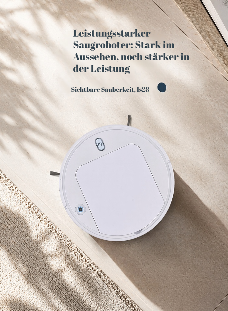 Roboterstaubsauger reinigt Teppich und Fliesen
