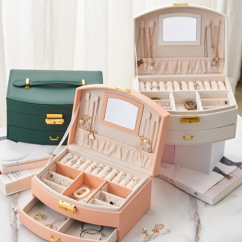 Caja de joyas de princesa con cerradura y cajones