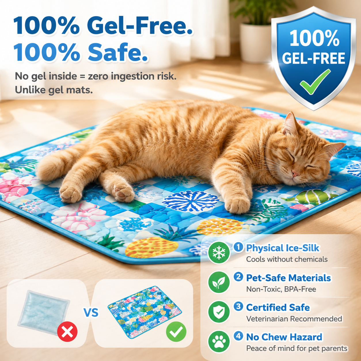 Summer Pet Cooling Mat Non-Slip Breathable for Cats and Dogs