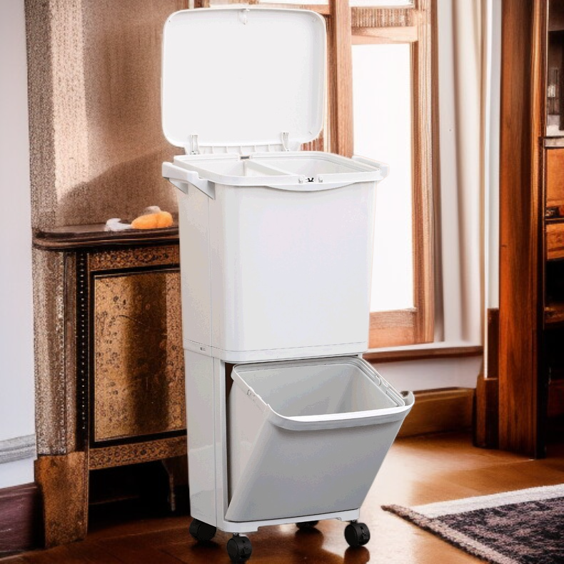 사무실에서 사용하는 바퀴 달린 쓰레기통