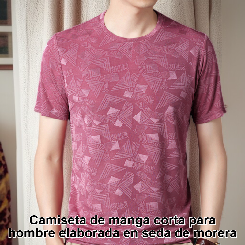 Camiseta de manga corta para hombre confeccionada en seda morera.