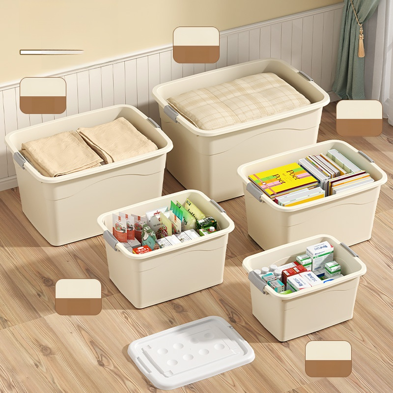 Grand bac de rangement en plastique avec couvercle