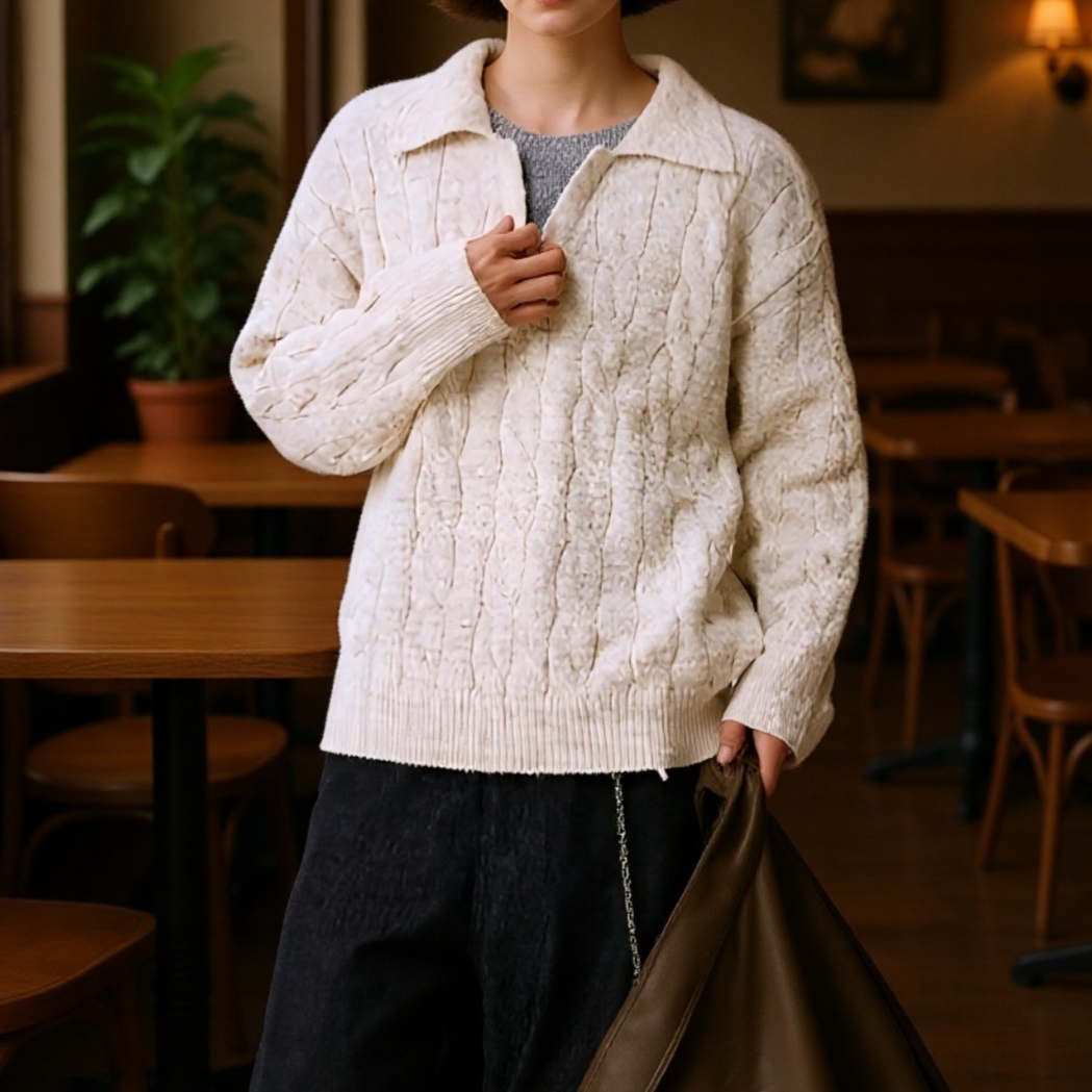 アメリカンスタイルのフェイクツーピース V ネック セーター、オーバーサイズ、厚手のニットウェア、暖かくて着心地が良い、ユニセックス、秋冬用、ゆったりとしたリラックススタイルのウール ベースレイヤー 