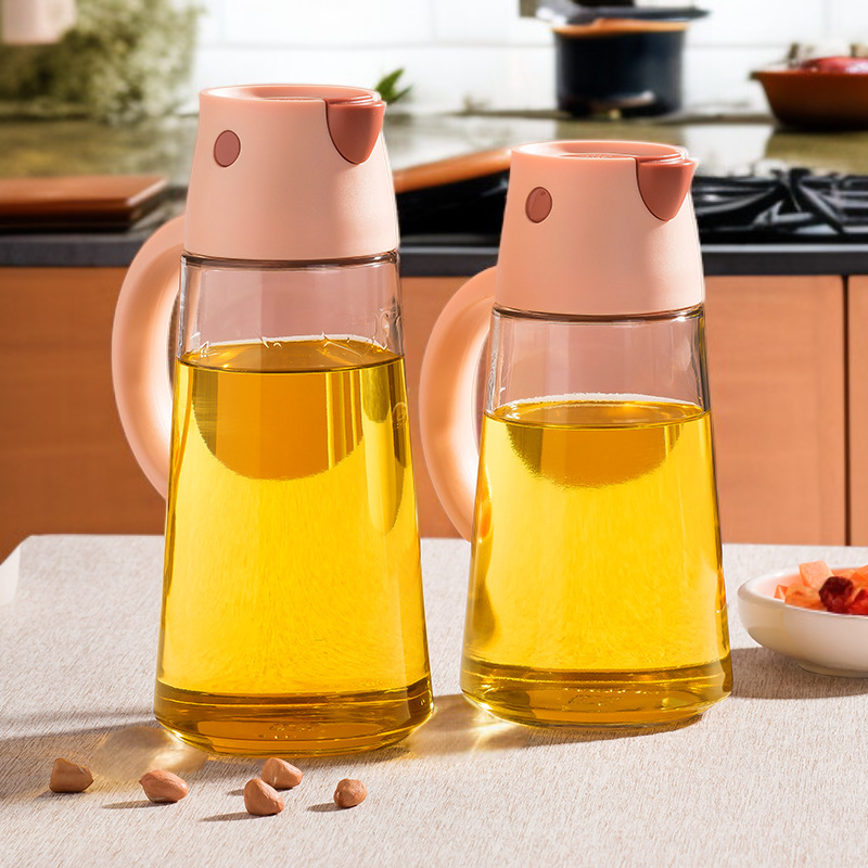 自動開閉ガラスオイルボトル キッチン家庭用容器 防水大型調味料ソース酢ビン