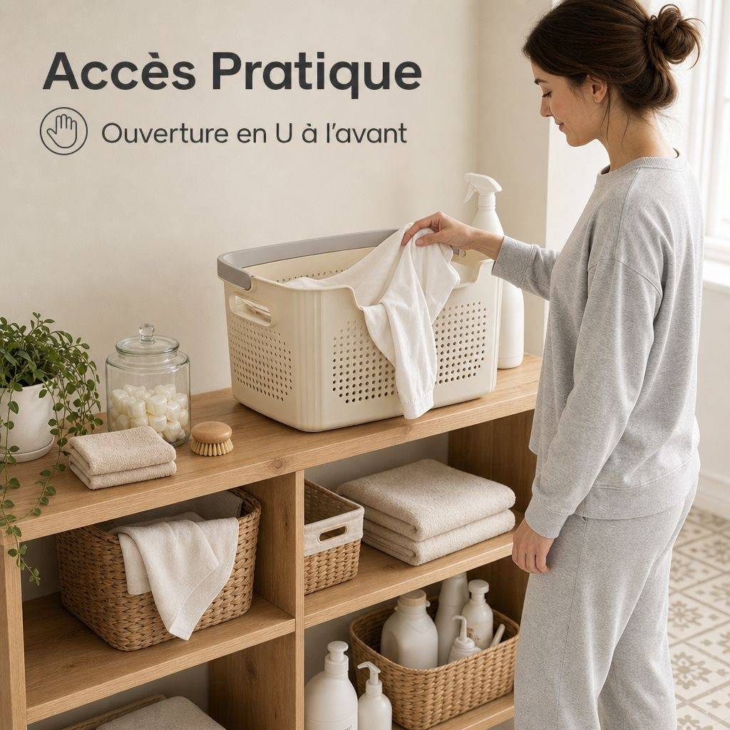 Panier à linge ventilé avec poignées