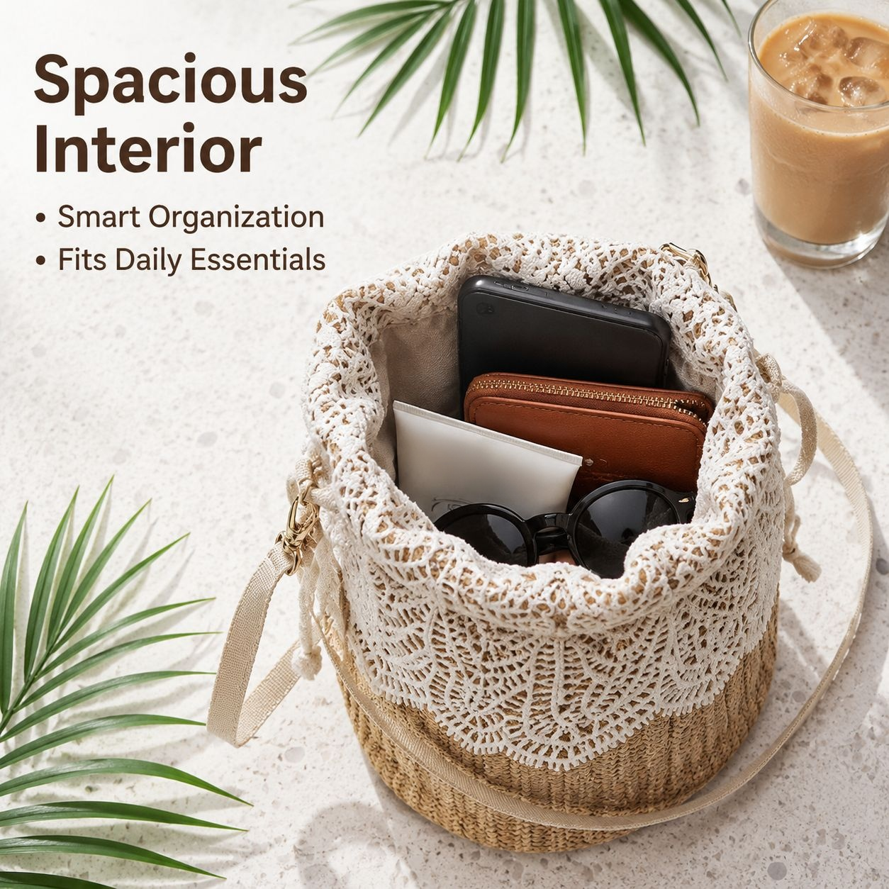Summer Woven Tote Versatile Shoulder Crossbody Bag