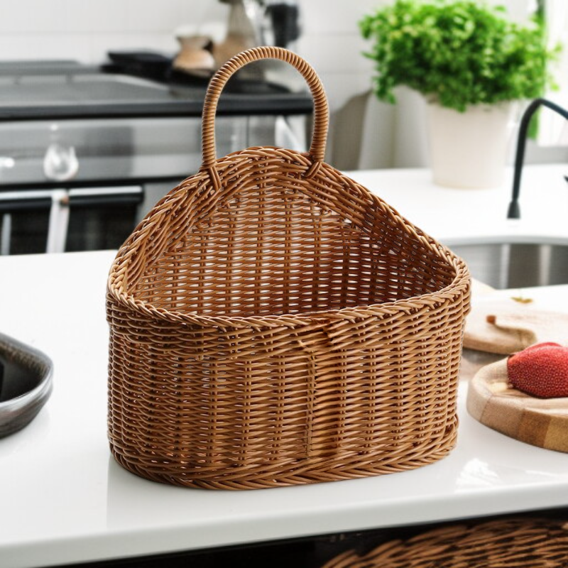  대형 라탄 벽걸이 수납 바구니