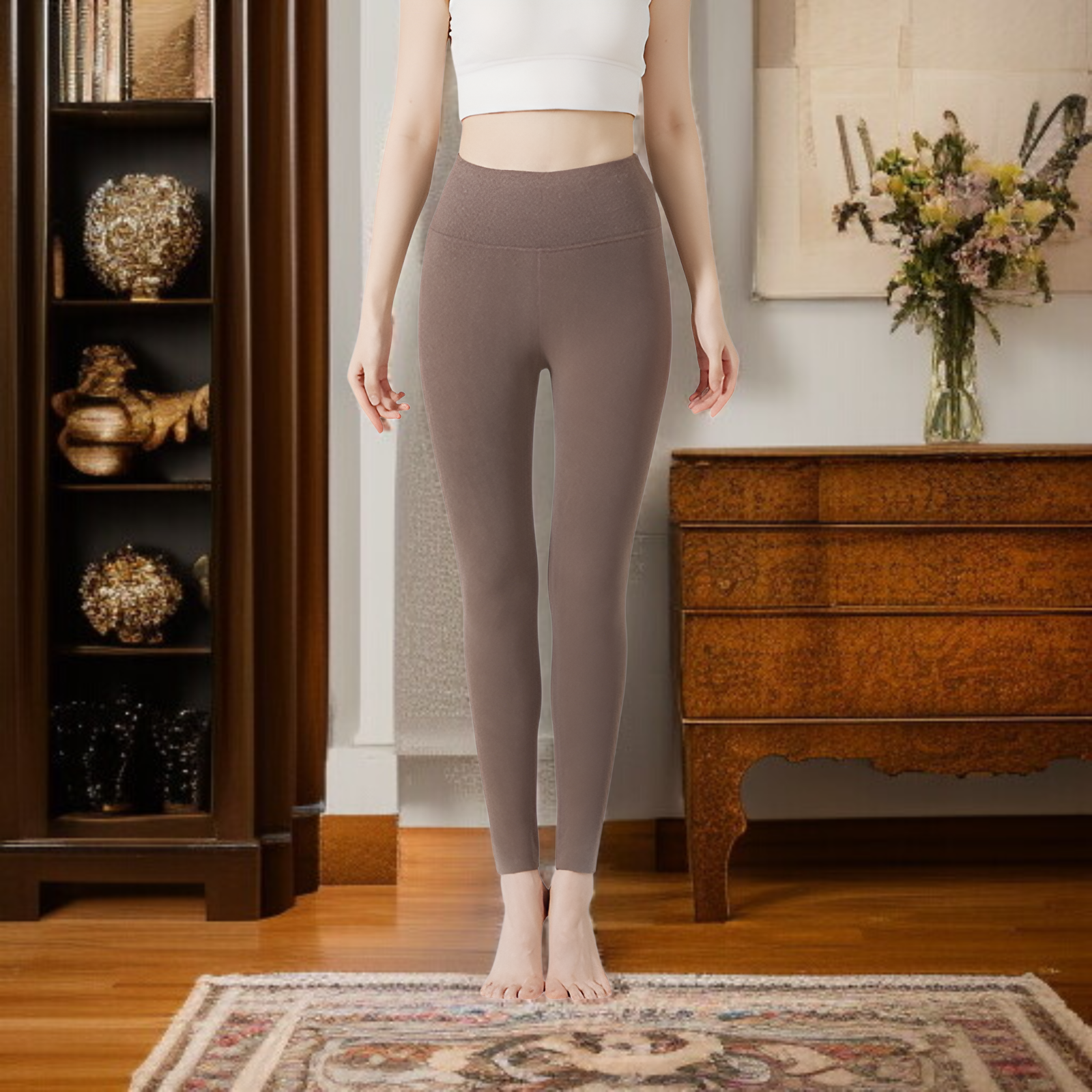 プラスサイズ対応サーマルパンツの着用イメージ