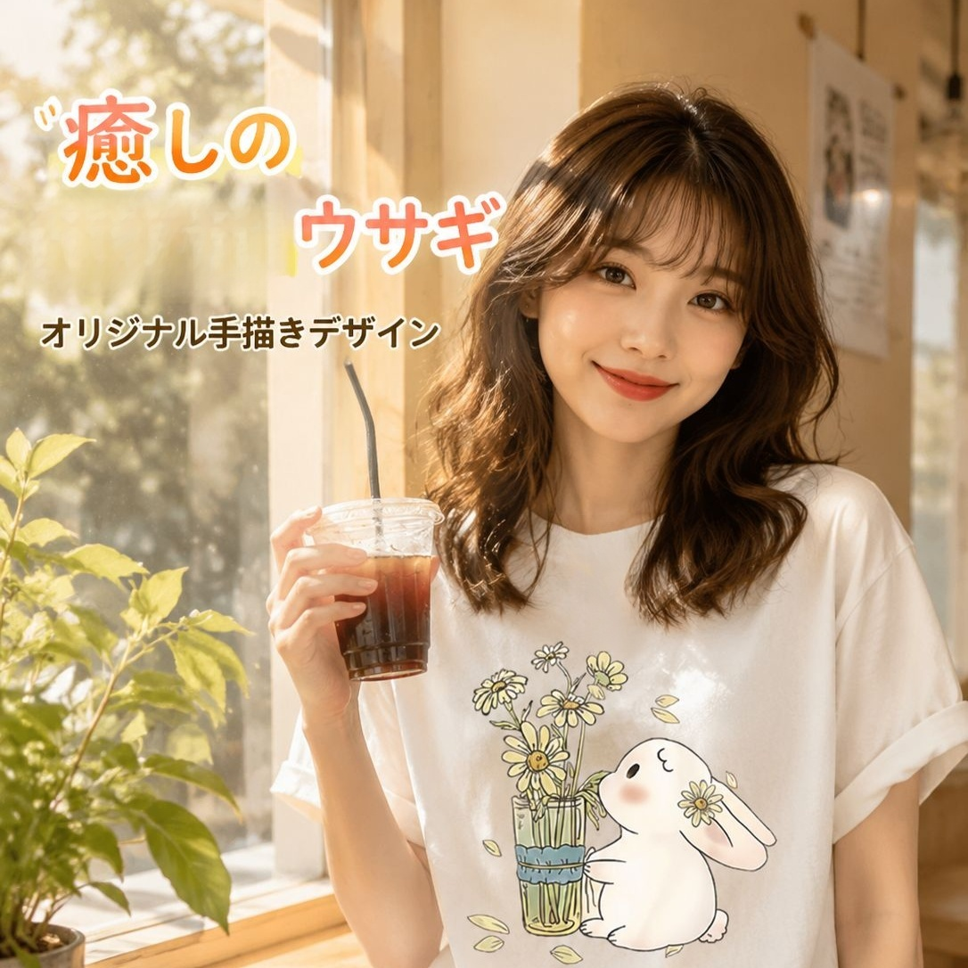 カジュアルな女性用ゆったりコットンTシャツ