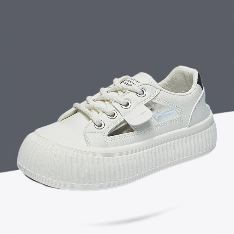 여성 캐주얼화 통기성 작은 흰색 신발 송편화 통굽 펀칭 캐주얼화