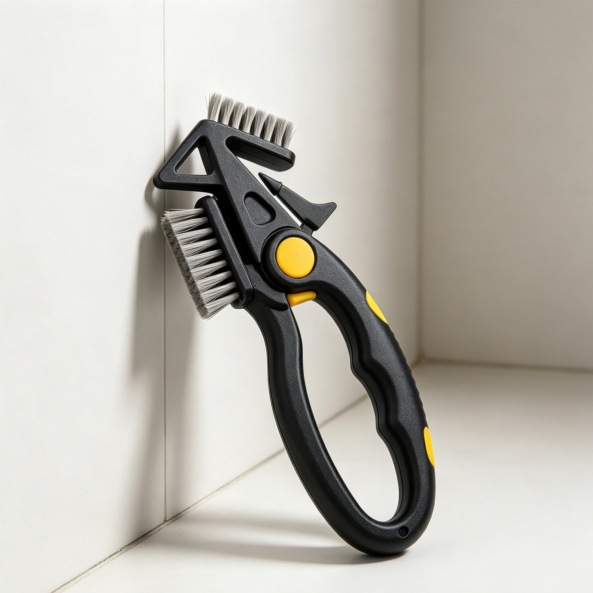Sharp multi-functional brush removing dirt from tight gaps