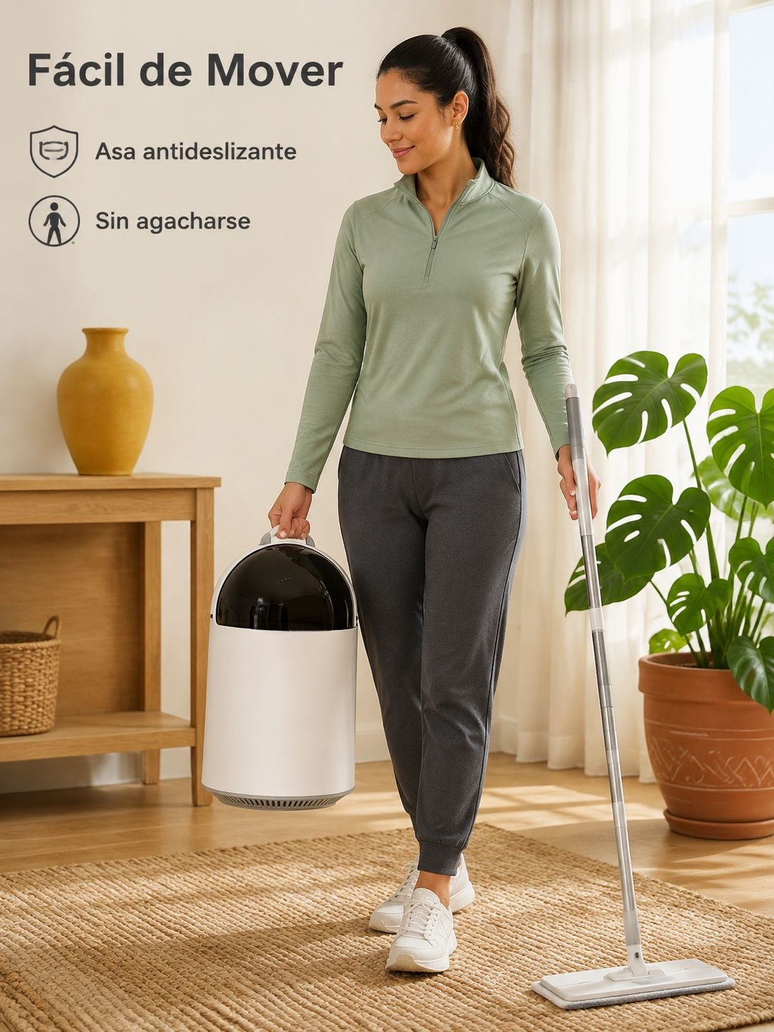 Bote de basura con sistema automático para bolsas