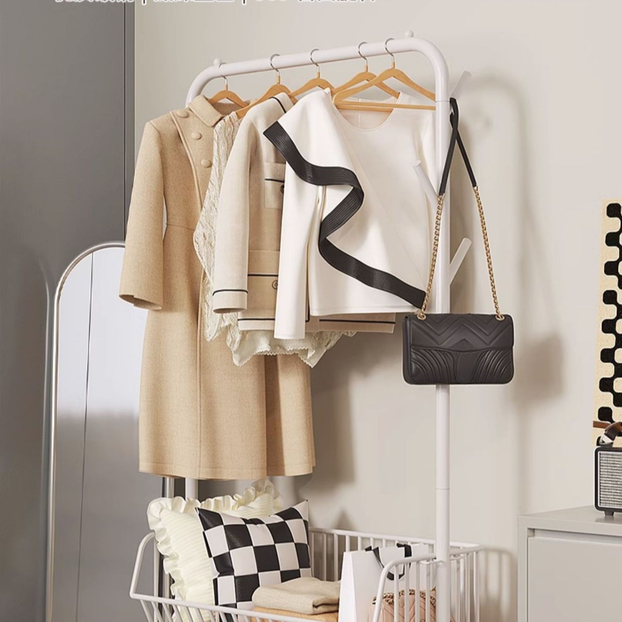 宿舍臥室可移動收納晾衣架 隔夜衣物衣帽架