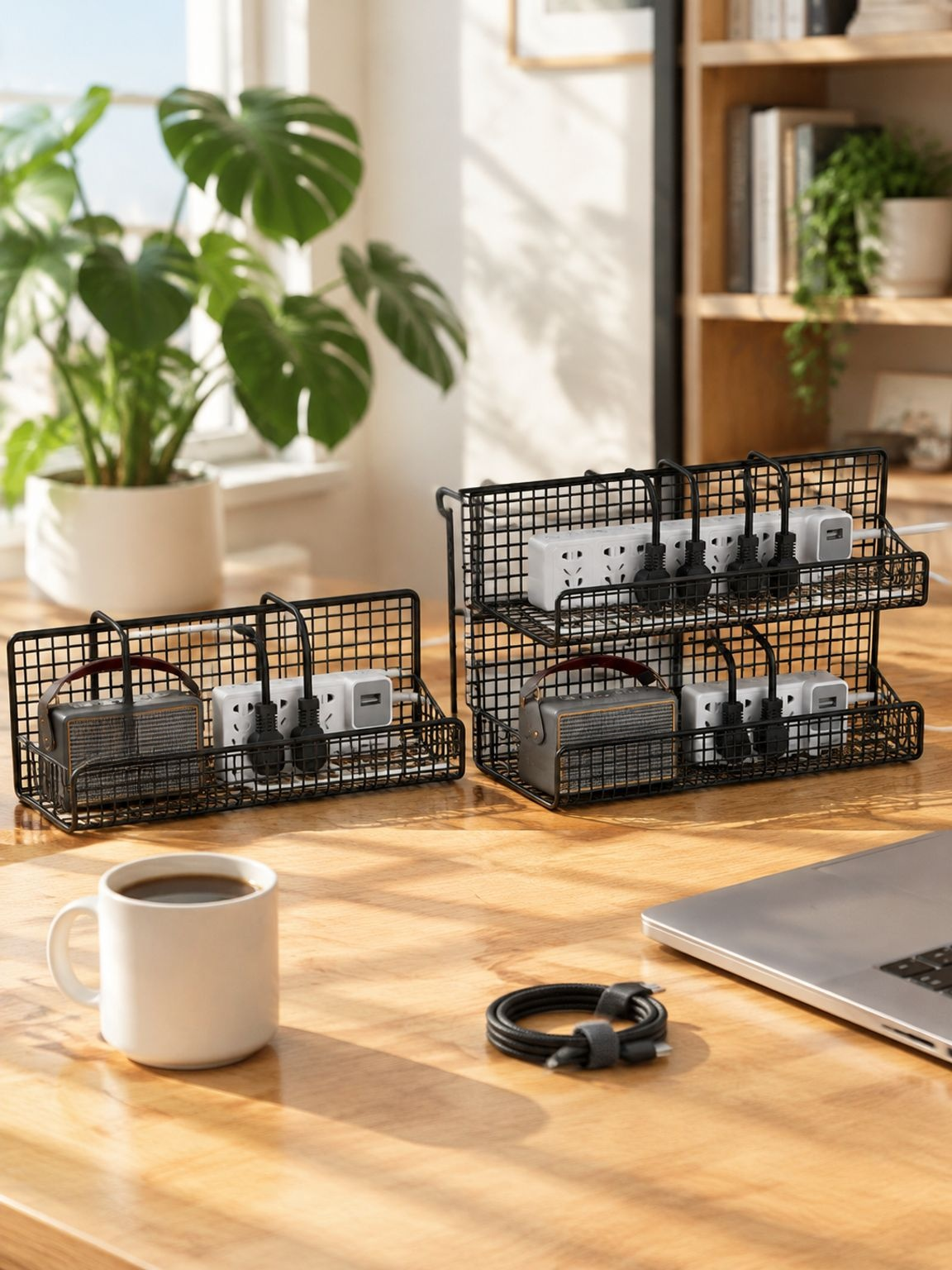 Under-desk cable organizer for a tidy workspace