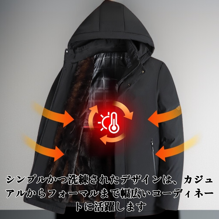 フリース裏地の厚手の冬用コート