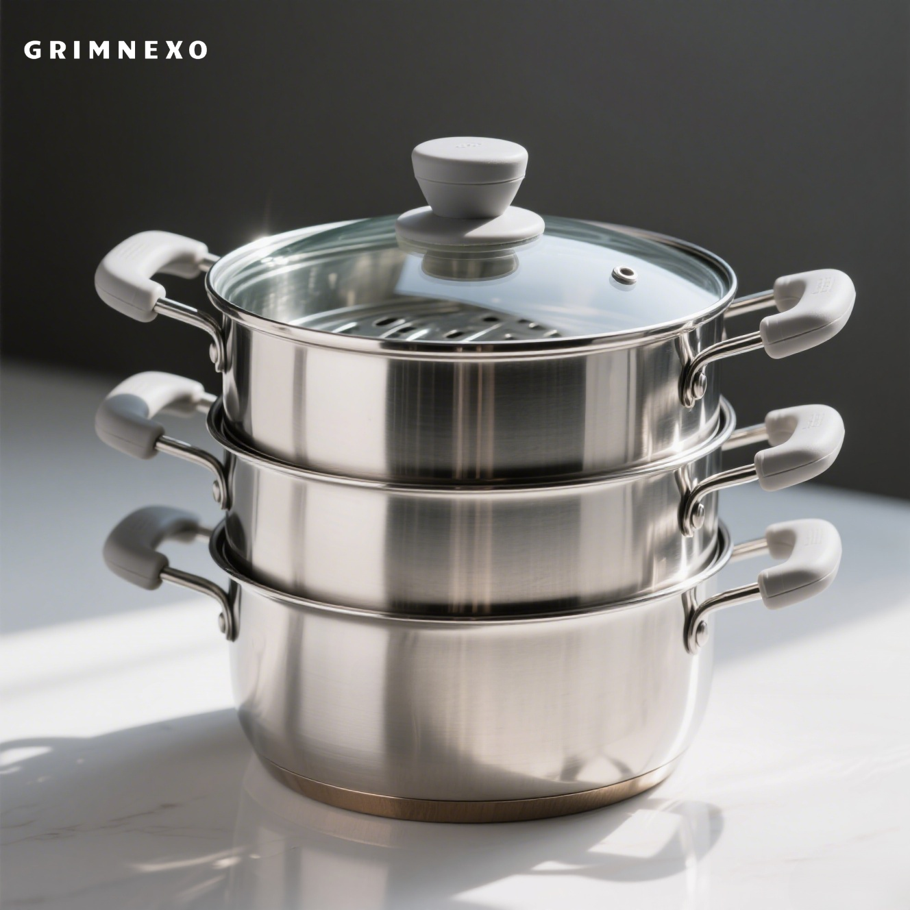 Stainless steel steamer with lid for healthy cooking
