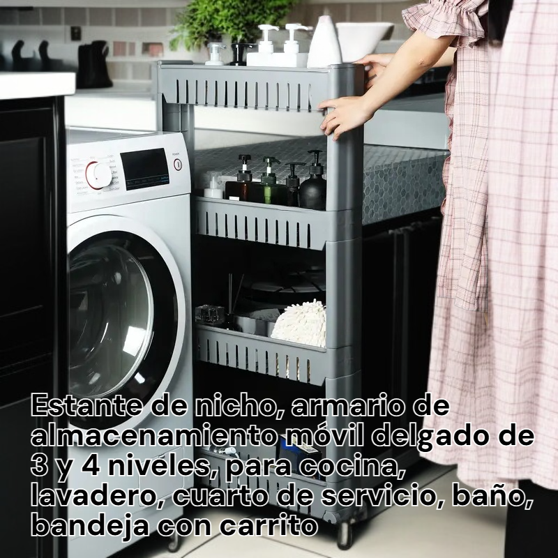 Carro organizador slim de 4 pisos para almacenamiento multiusos