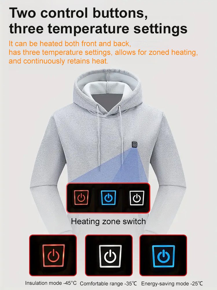 【10-Second Rapid Heating】Winter Smart Electric Heated Hoodie