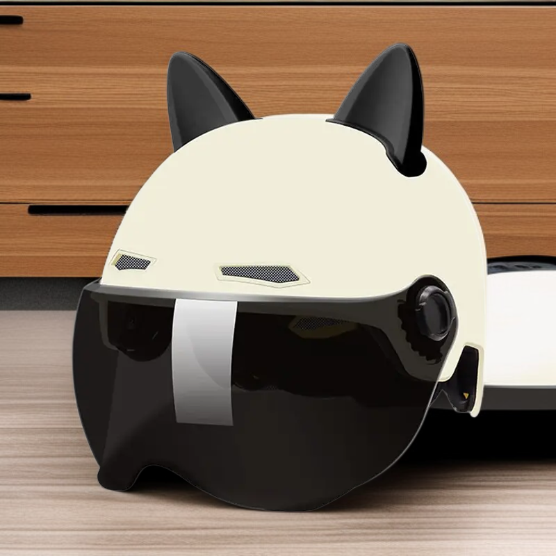 Fahrradhelm für Erwachsene mit modernem Kaninchenohren-Design und Schutzbrille