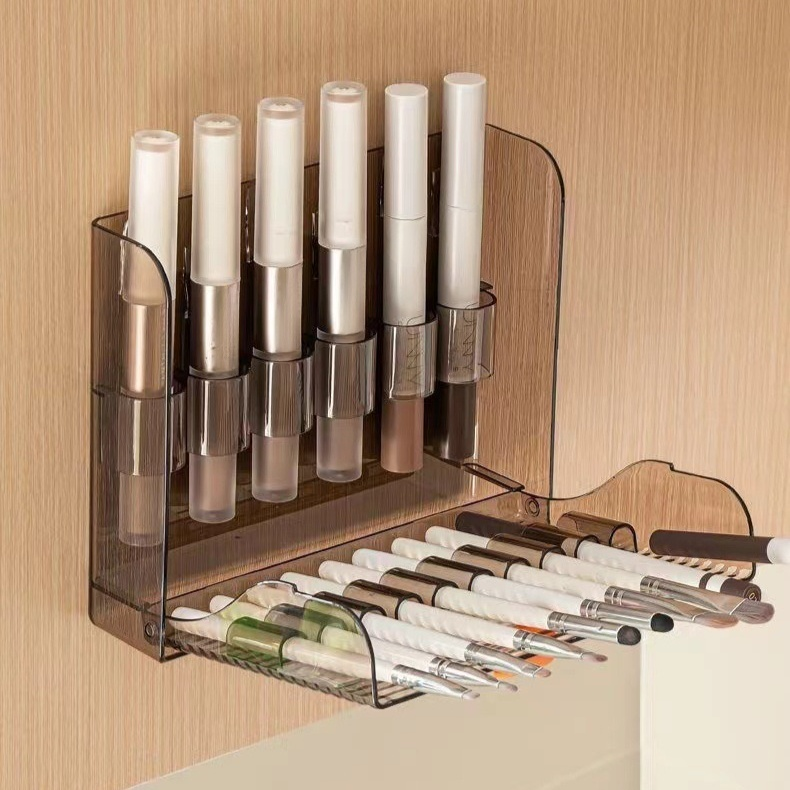 壁掛分格化妝刷口紅收納盒