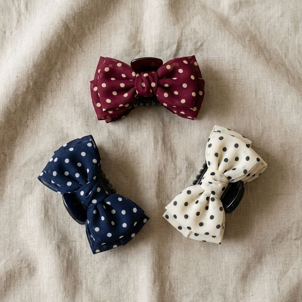 Retro-Haarspange mit großer Schleife und Polka-Dots