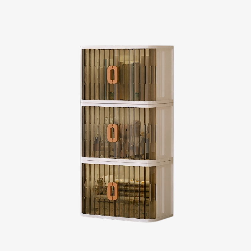 Foldable Storage Cabinet with Double Rolling Doors - Deluxe Lightweight Organizer