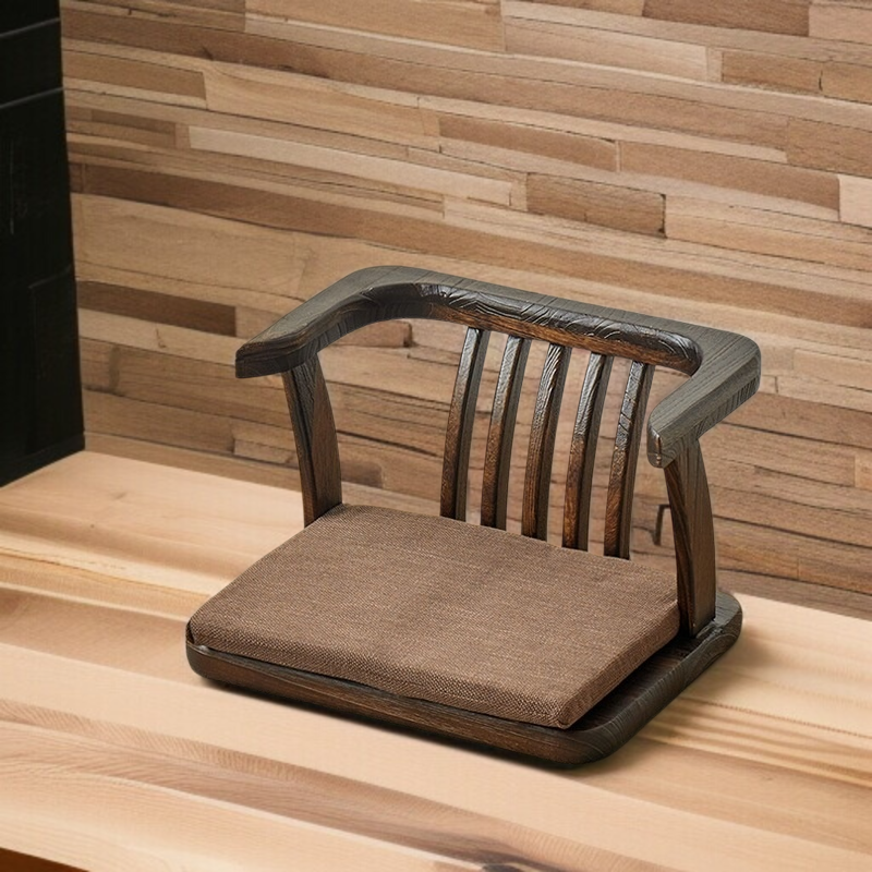 Chaise de balcon japonaise sans pieds en bois massif avec dossier