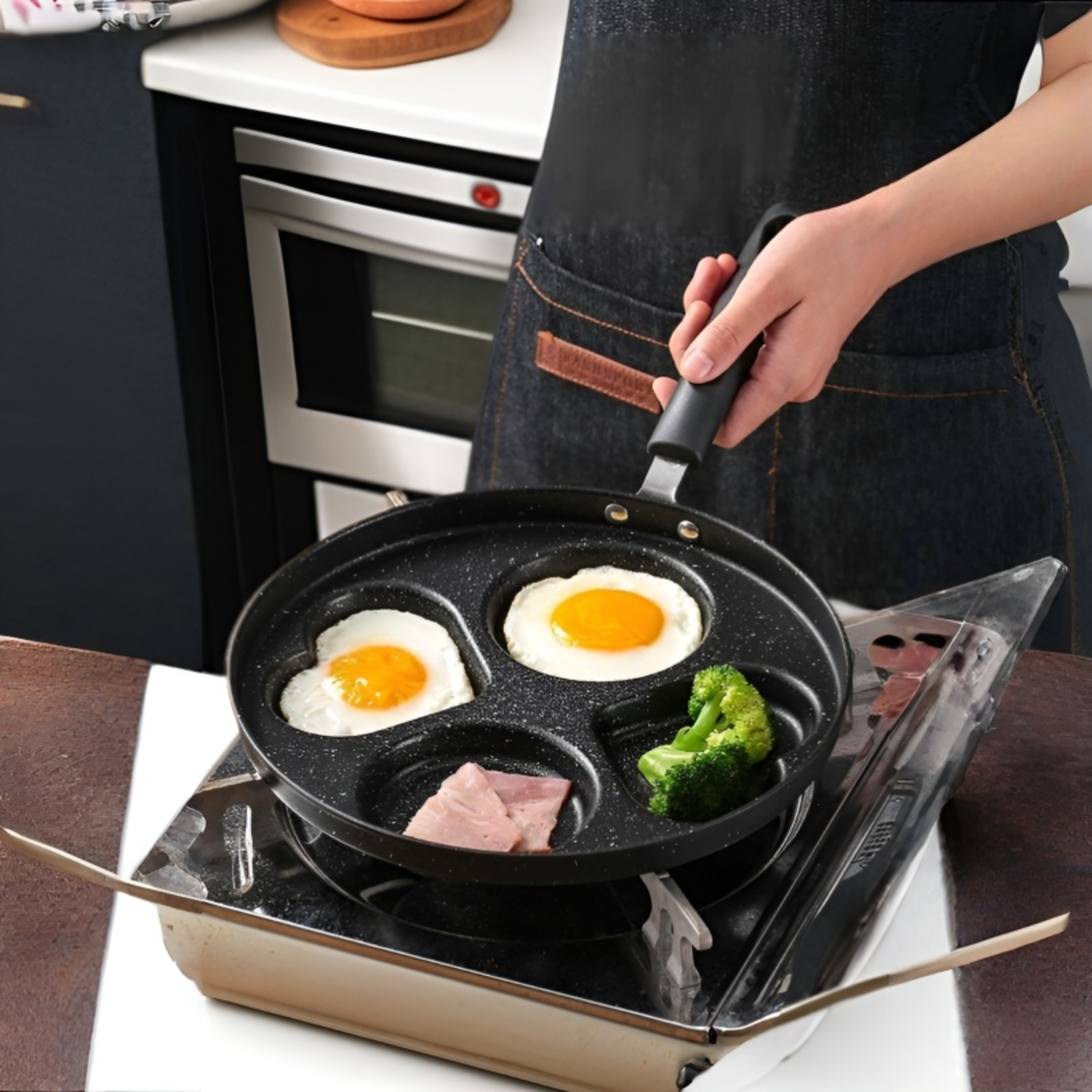 オムレツパン、医療用石目玉焼きオムレツアーティファクト、小さなフライパン、ノンスティックフライパン、朝食用卵ハンバーガーパンが大好き