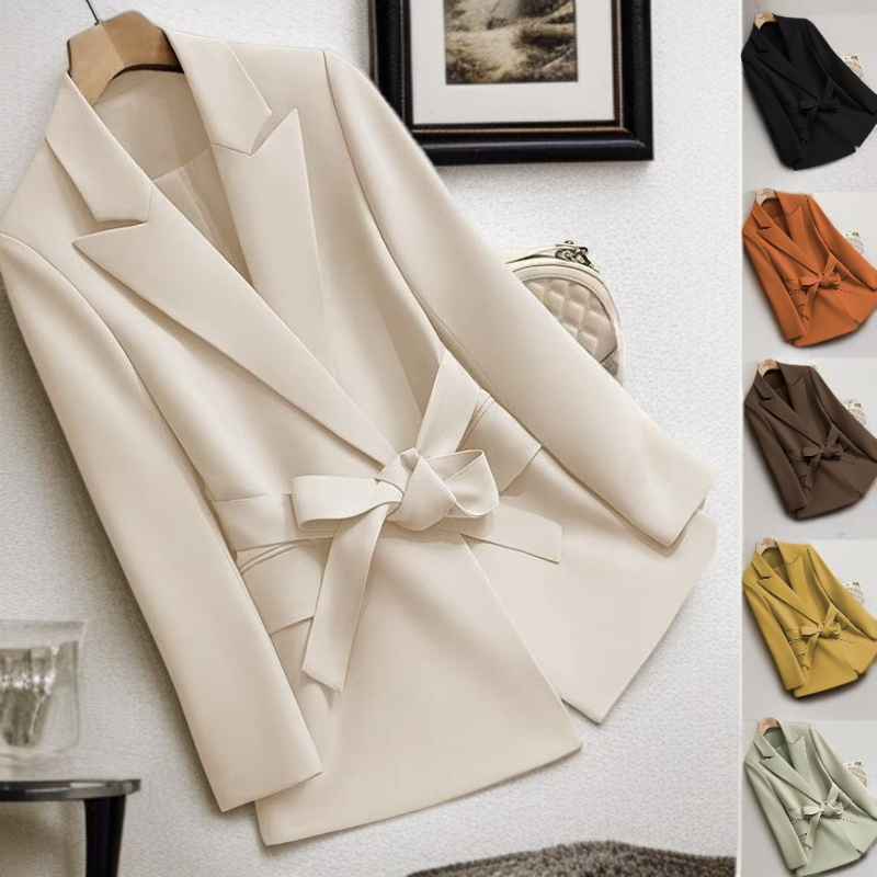 여성 스몰 정장 코트 세미 캐주얼 롱 봄가을 슬림핏 허리 조임 스몰 정장