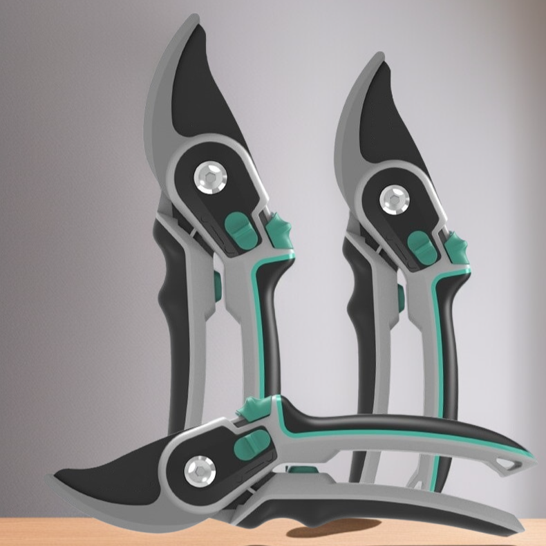 Durable pruning shears cutting thick branch