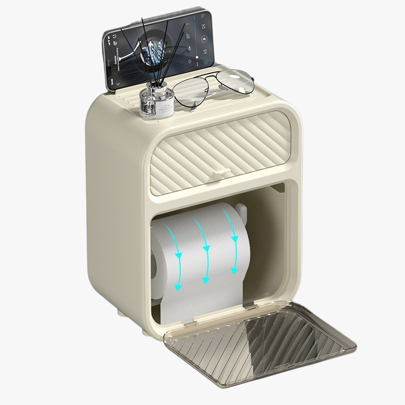 Punch-free storage rack toilet toilet paper box roll paper box toilet light luxury wall-mounted tiss