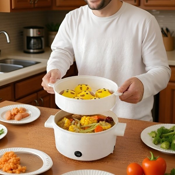 전기밥솥 침실 일체형 전골냄비 붙지 않는 가정용 소형 전열냄비 2L