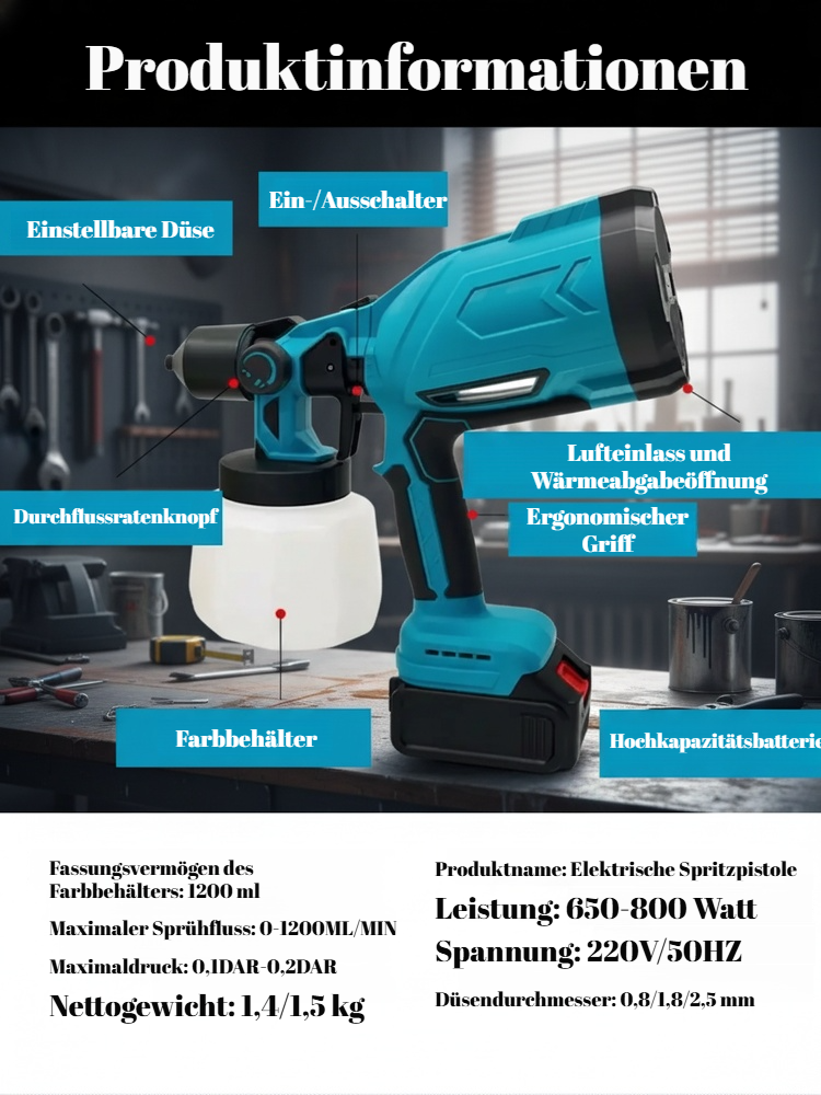 Kabellose elektrische Farbspritzmaschine