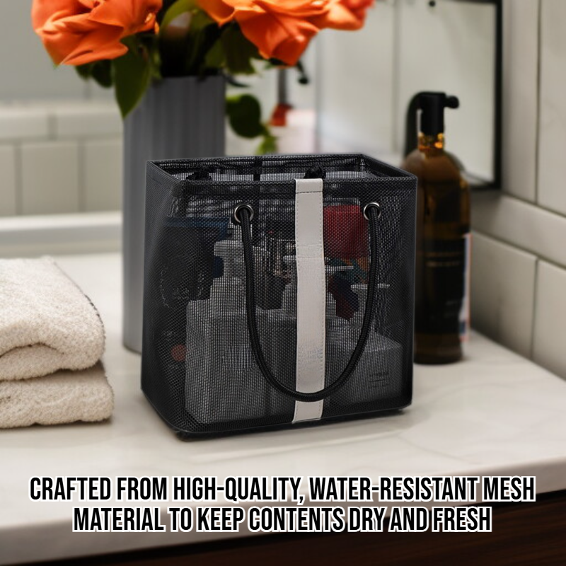 Large Waterproof Mesh Bathroom Toiletry Bag with Handle, Bath Towel Basket