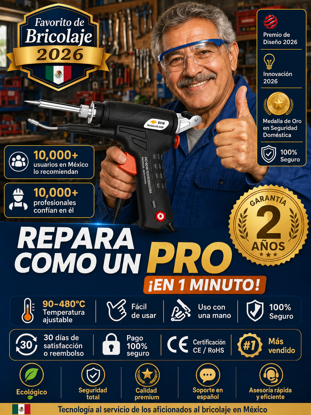 Herramienta de soldadura rápida sin chispas 90-480℃ | Ideal para principiantes | Soldadura en 0,1 s