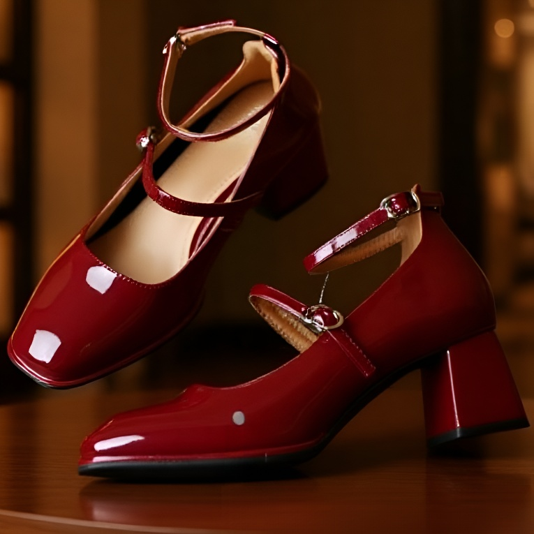 레트로 청키 힐 플랫슈즈