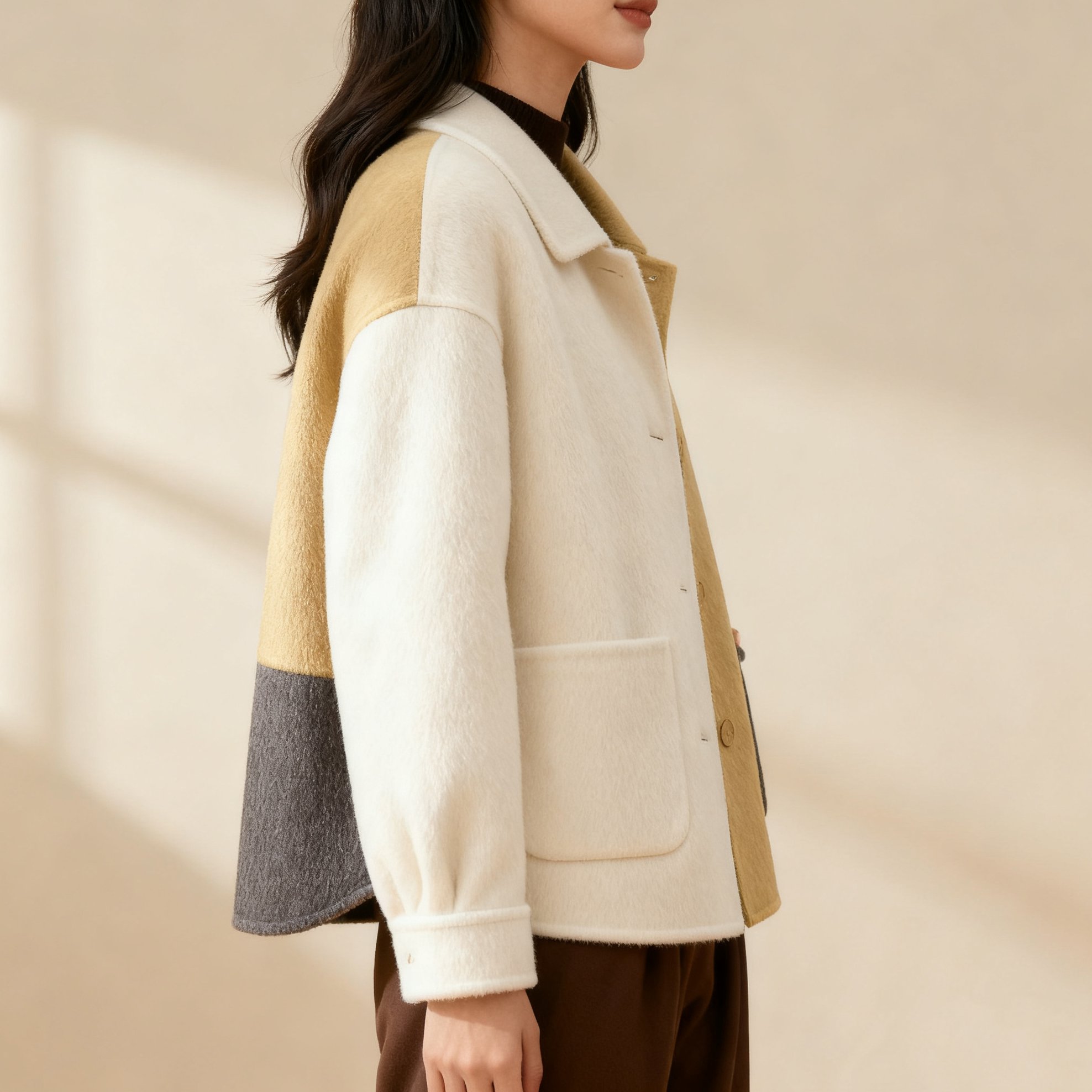 배색 디자인 트렌디 아우터