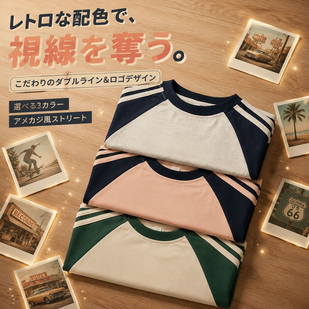 アメリカンレトロ ラグラン配色 半袖Tシャツ レディース 夏 綿100% 新作