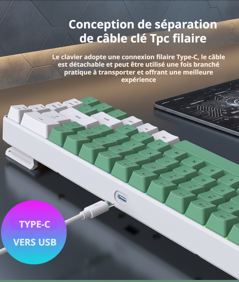 Clavier filaire avec éclairage personnalisable