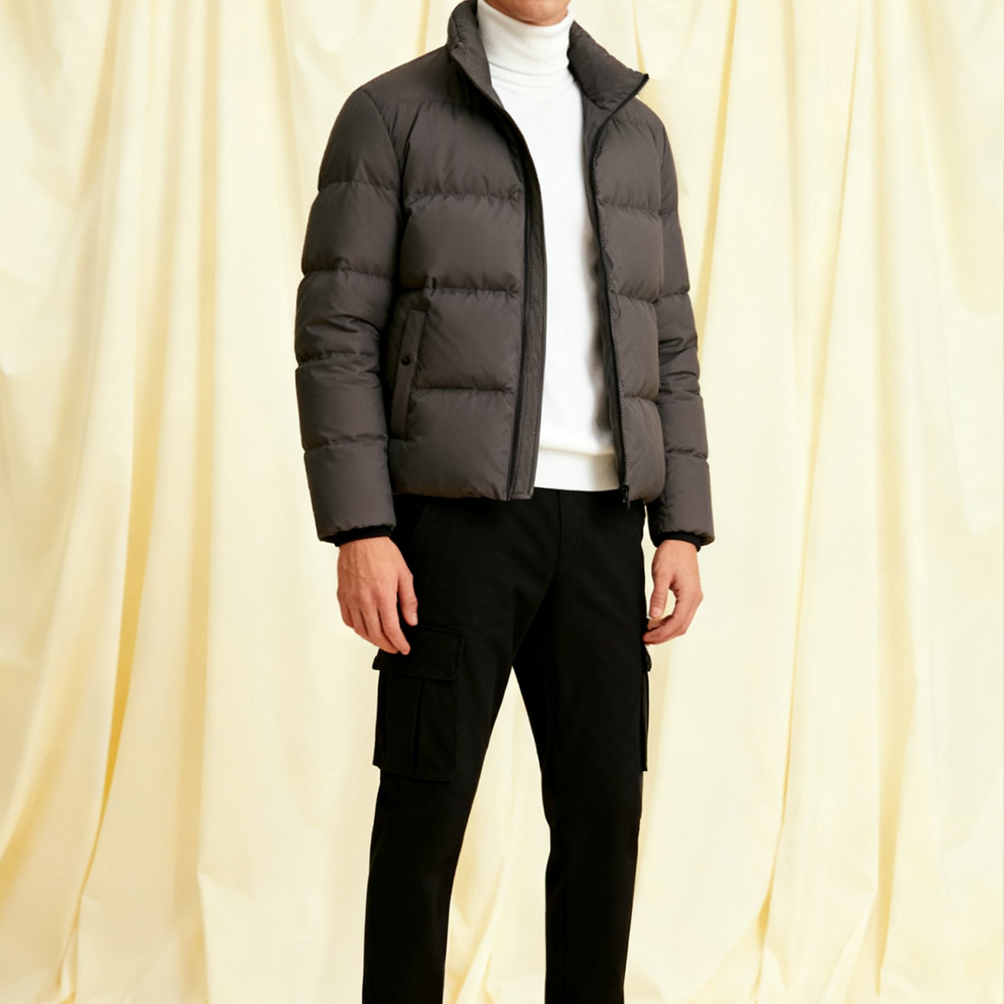 딥그린 숏 패딩