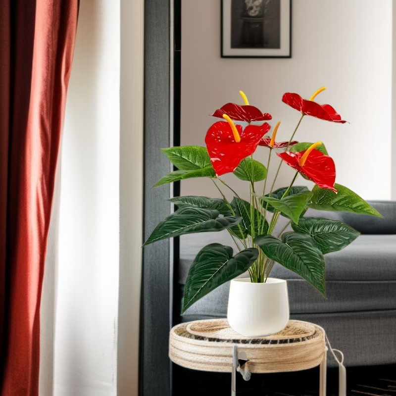 仿真紅掌花免澆水易打理