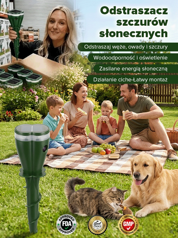 【Z migającym światłem】Solarny odstraszacz gryzoni
