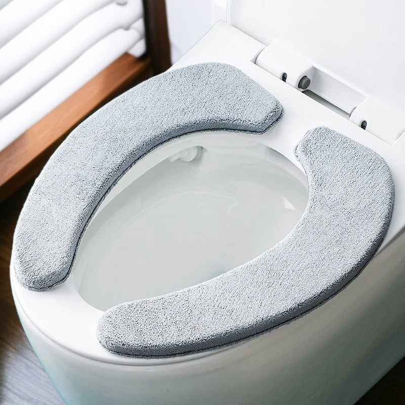 Weicher Plüsch-Toilettensitzbezug, winterfest, abnehmbar, klebend und wasserdicht
